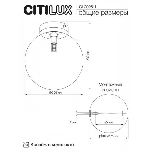 Citilux ORTON CL202511 Светильник Дымчатый