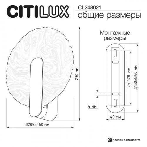 Citilux JAZZY CL248021 Светильник настенный светодиодный Матовый Хром