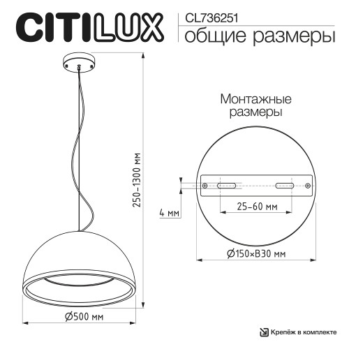Citilux FLOOM CL736251 Светильник подвесной с пультом Чёрный+Золото