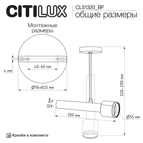 Citilux VEKTOR CL51320_BF Потолочный светильник на штанге Белый 20см
