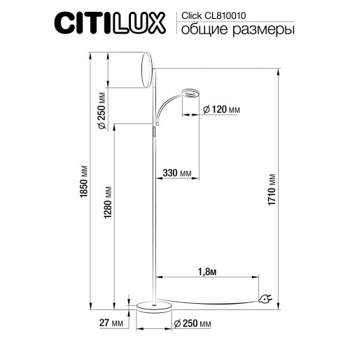 Citilux Click CL810010 Белый торшер с пультом