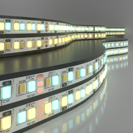 Лента светодиодная 24 В 16 Вт/м 240 Led/м 2835+2835 IP20, MIX теплый белый 3300K/холодный белый 6500K, 5 м Лента светодиодная 24V 16W 240Led 2835+2835 IP20 MIX теплый белый/холодный белый, 5м Elektrostandard