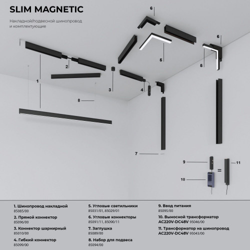 Slim Magnetic Коннектор круглый шарнирный для накладного шинопровода (чёрный) 85010/00 85010/00 Elektrostandard