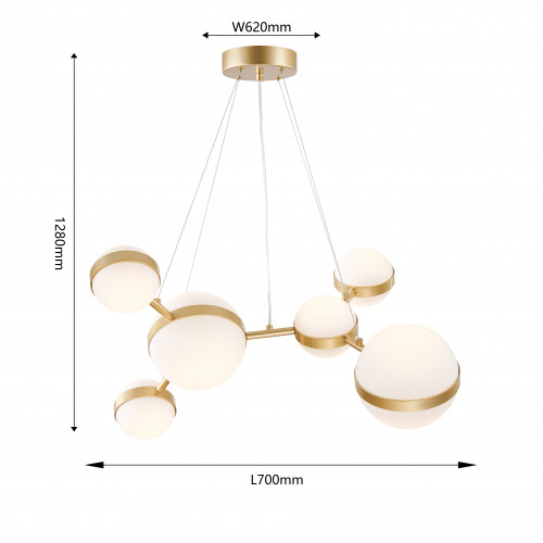 4448-6P, подвесная люстра, D700xH1100/1350, LEDx42W, 4610LM, 4000K, included Favourite