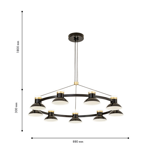 4516-9P, подвесная люстра, D880xH300/1800, 9xLEDx10W, 7200LM, 4000K, included Favourite