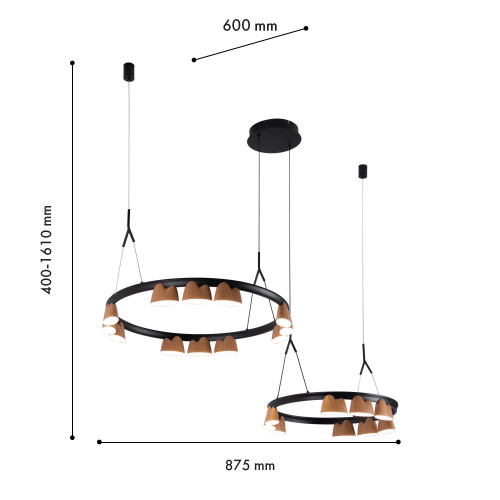 4266-21P, подвесная люстра, L875xW600xH400/1610, LEDx95W, 4085LM, 4000K, included Favourite