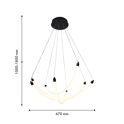 4468-4P, подвесная люстра, D670xH1000/1800, LEDx36W, 3330LM, 3000-6500K, included, remote control Favourite