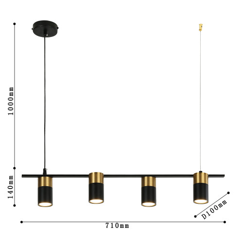 2825-4P, подвесная люстра, L710xW100xH140/1140, 4xGU10x35W, included Favourite