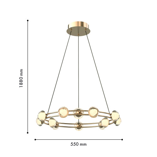 4382-12P, подвесная люстра, D550xH1880, 12xLEDx3.3W, 2800LM, 4000K, CRI>90, included Favourite