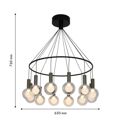 4378-12P, подвесная люстра, D650xH760, 12xLEDx3.5W, 2795LM, 4000K, CRI>90, included Favourite