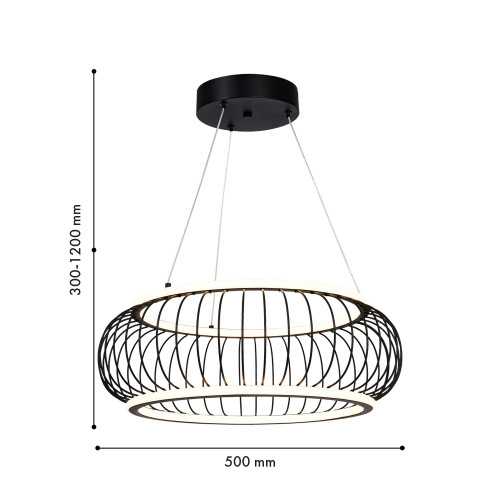 4435-2P, подвесная люстра, D500xH300/1200, LEDx40W, 4300LM, 3000-6000K, included, remote control Favourite