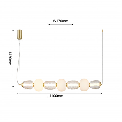 4057-3P, подвесная люстра, L1100xW170xH230/1430, LEDx47W, 3258LM, 3000K, included Favourite