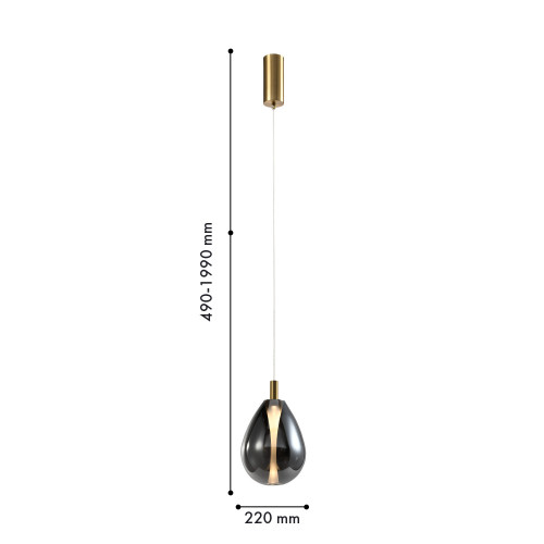 4255-2P, подвес, D220xH490/1990, LEDx4.3W, 520LM, 4000K, included Favourite