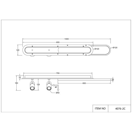 4076-2C, потолочный светильник, L1000xW120xH160, LEDx50W, 2200-4200LM, 3000-6000K, included, remote control Favourite