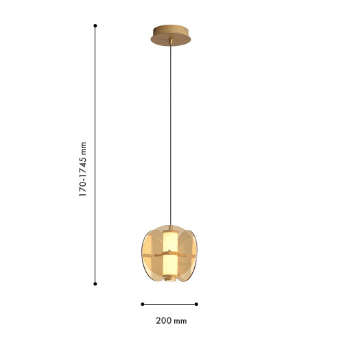 4624-1P, подвес, D200xH210/1745, LEDx10W, 490LM, 3000K, included Favourite