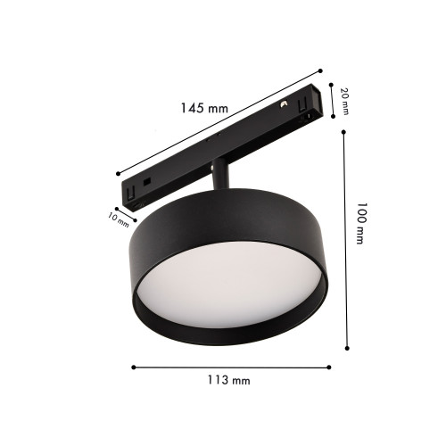 4583-1U, трековый светильник, D113xL145xH100, LEDx12W, 48V, 750LM, 2700-5700K, CRI>90, beam angle:100, included Favourite