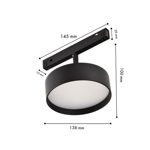 4584-1U, трековый светильник, D138xL145xH100, LEDx18W, 48V, 1280LM, 2700-5700K, CRI>90, beam angle:100, included Favourite