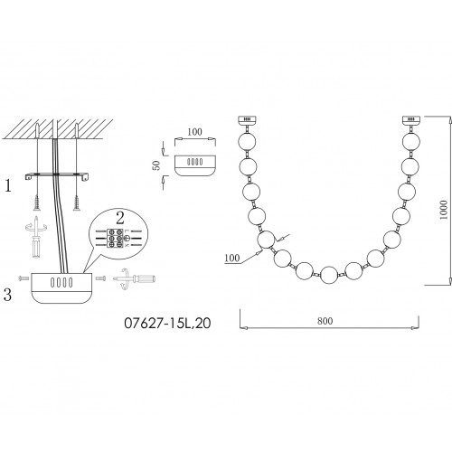 07627-15L,20 Подвес Мони бронза Led 90W Kink Light