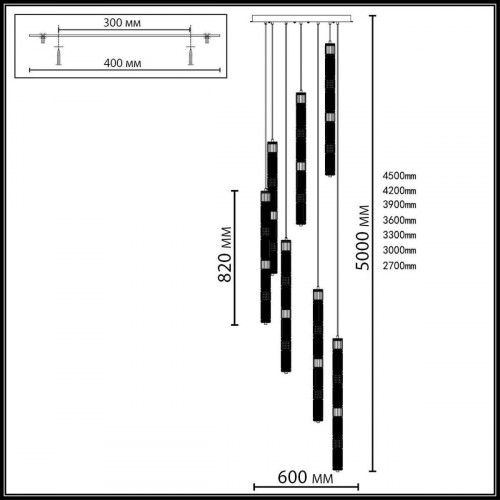 Люстра каскадная ODEON LIGHT COLLIER 5455/210L