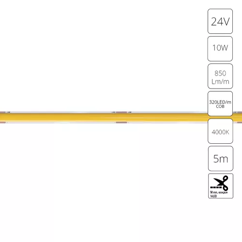Светодиодная лента 24V 10W/m 4000К 5м IP20 Arte Lamp LANE A2432005-02-4K