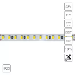 Светодиодная лента 48V 14,4W/m 4000К 10м IP20 Arte Lamp TAPE A4812010-08-4K