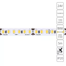Светодиодная лента 24V 14,4W/m 3000К 5м Arte Lamp TAPE A2418008-01-3K