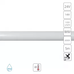 Светодиодная неоновая лента 24V 14W/m 6000K 5m Arte Lamp NEON TERMO A2418013-03-6K