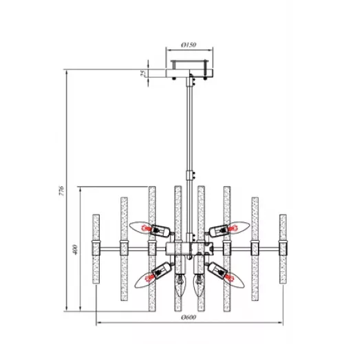 Люстра на штанге ARTE LAMP MATILDA A1064PL-10CC