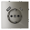 Розетка встраиваемая VOLTUM S70 с заземлением и защитными шторками, 16А, с USB, A+С, (шелк)