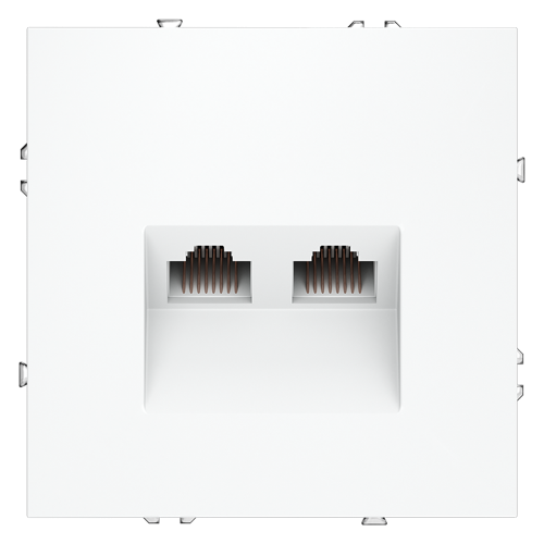 Розетка компьютерная встраиваемая VOLTUM S70 двойная RJ45+RJ45 кат.6, (белый матовый)