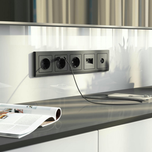 W1191164/ Накладка для двойной розетки Еthernet RJ-45 (графит матовый)