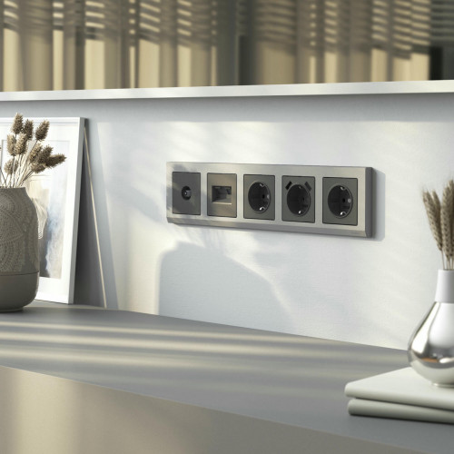 W1191164/ Накладка для двойной розетки Еthernet RJ-45 (графит матовый)