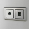 WL02-RJ-CP/ Накладка для розетки Ethernet RJ-45 и телефонной розетки RJ11 (глянцевый никель)