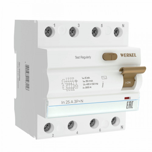 W914P256 / Устройство защитного отключения 3P+N 25 A 30 mА АС 6 kА