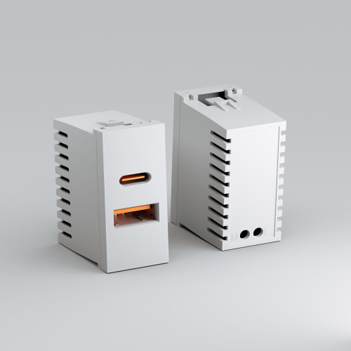 W1272701/ Модульная розетка USB тип A+C 45*22,5 (белый)