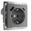 W1171764/ Розетка с заземлением, шторками и USB тип A+C (графит матовый)